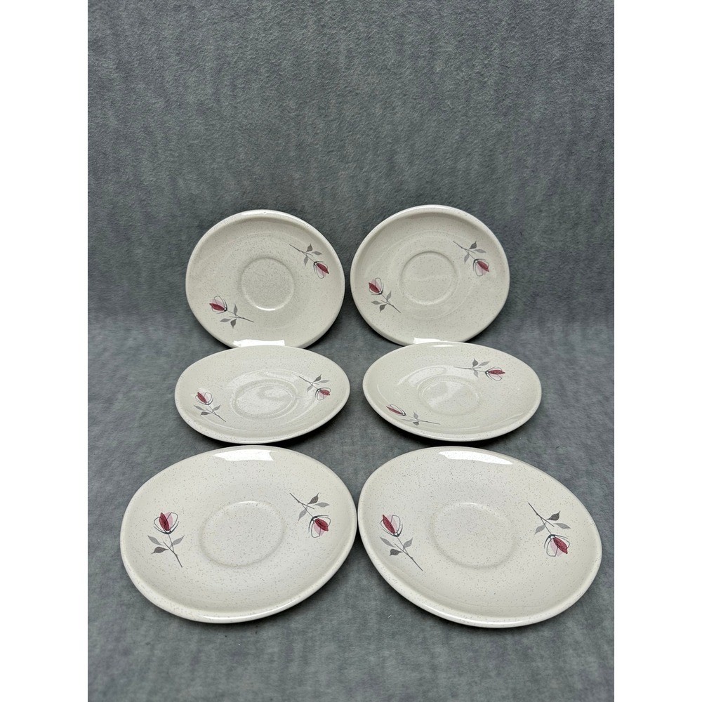 VTG Franciscan Duet Rose Bread Butter Plates 6-1/2in Set 6 Pink Rosebud Speckled